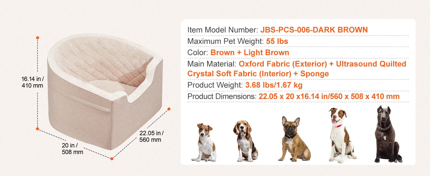 SucceBuy Dog Car Seat – Waterproof Booster Seat & Travel Bed for Medium & Large Dogs