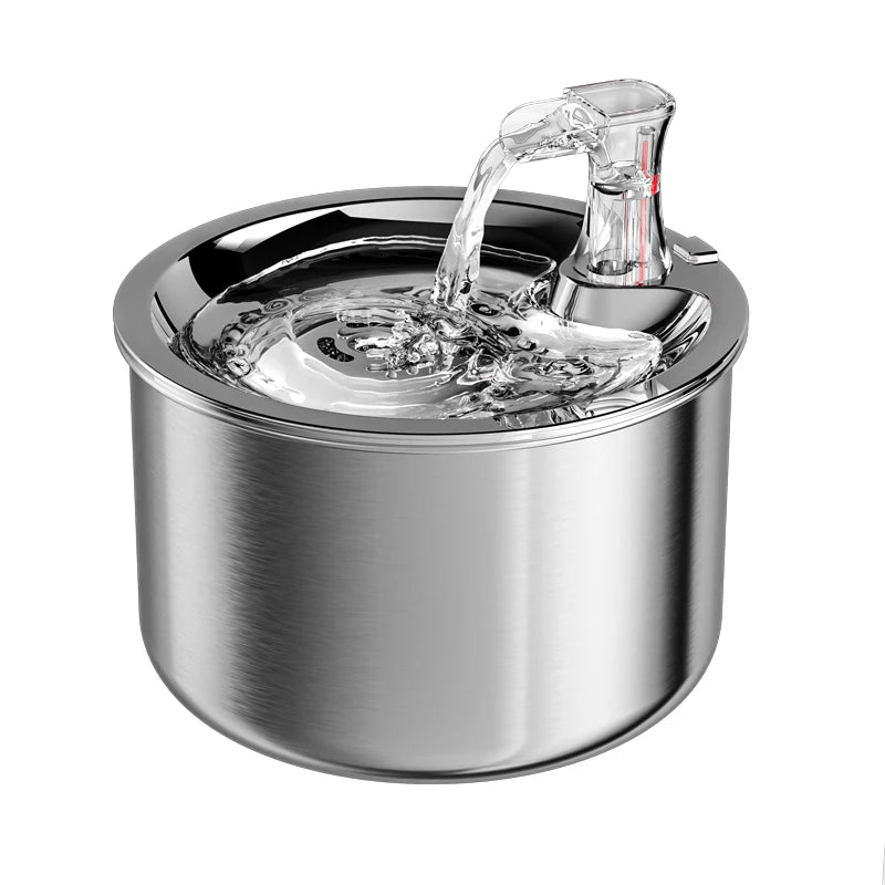 2L Stainless Steel Automatic Pet Water Fountain – Cat & Dog Water Dispenser with Optional Motion Sensor & Heater