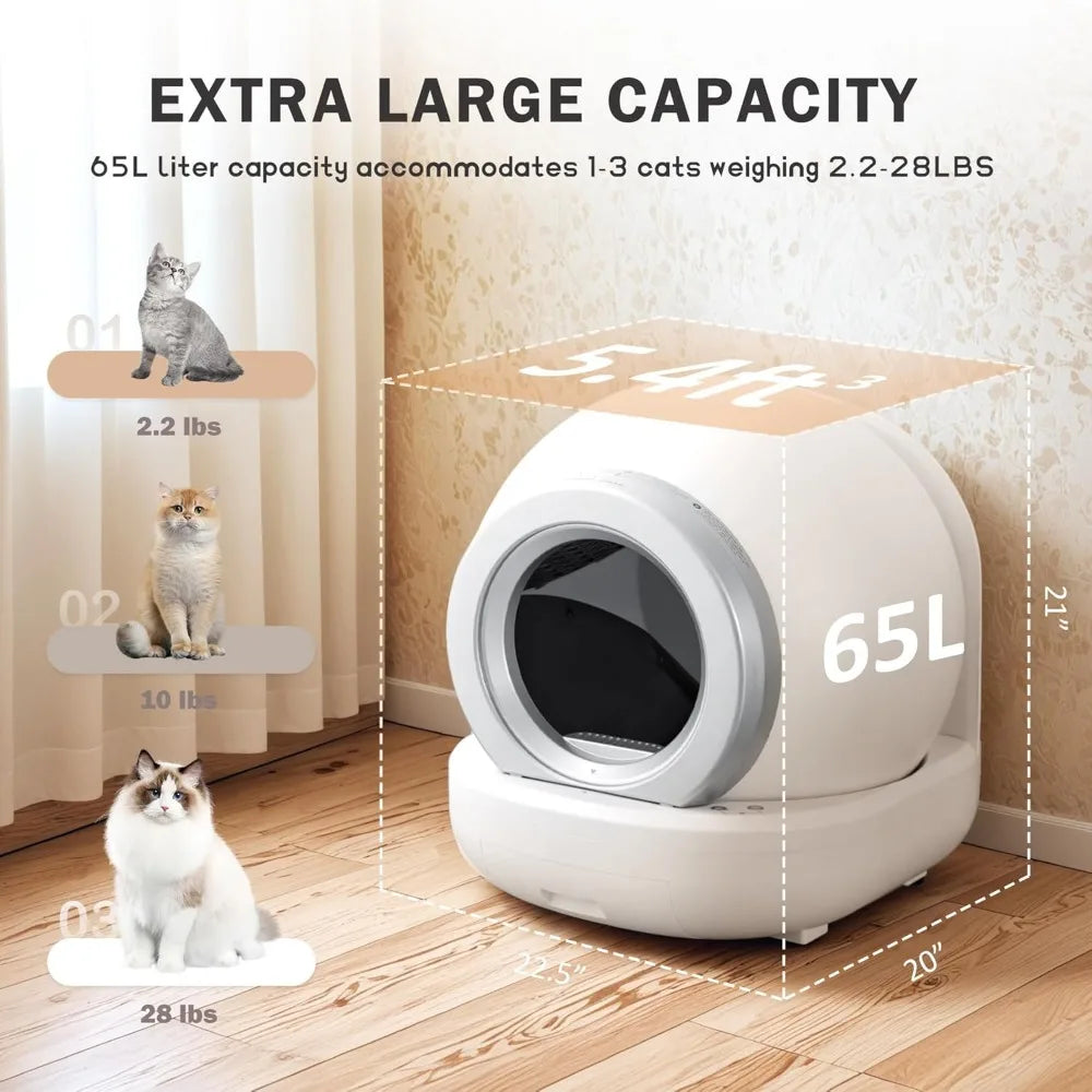 Self-Cleaning Cat Litter Box – Automatic Litter Box with App Control & Safety Features for Multiple Cats