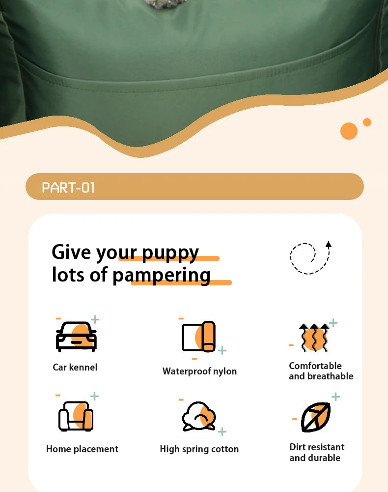 Waterproof Dog Car Seat Cover – Pet Travel Bed & Sofa Cushion for Dogs & Cats