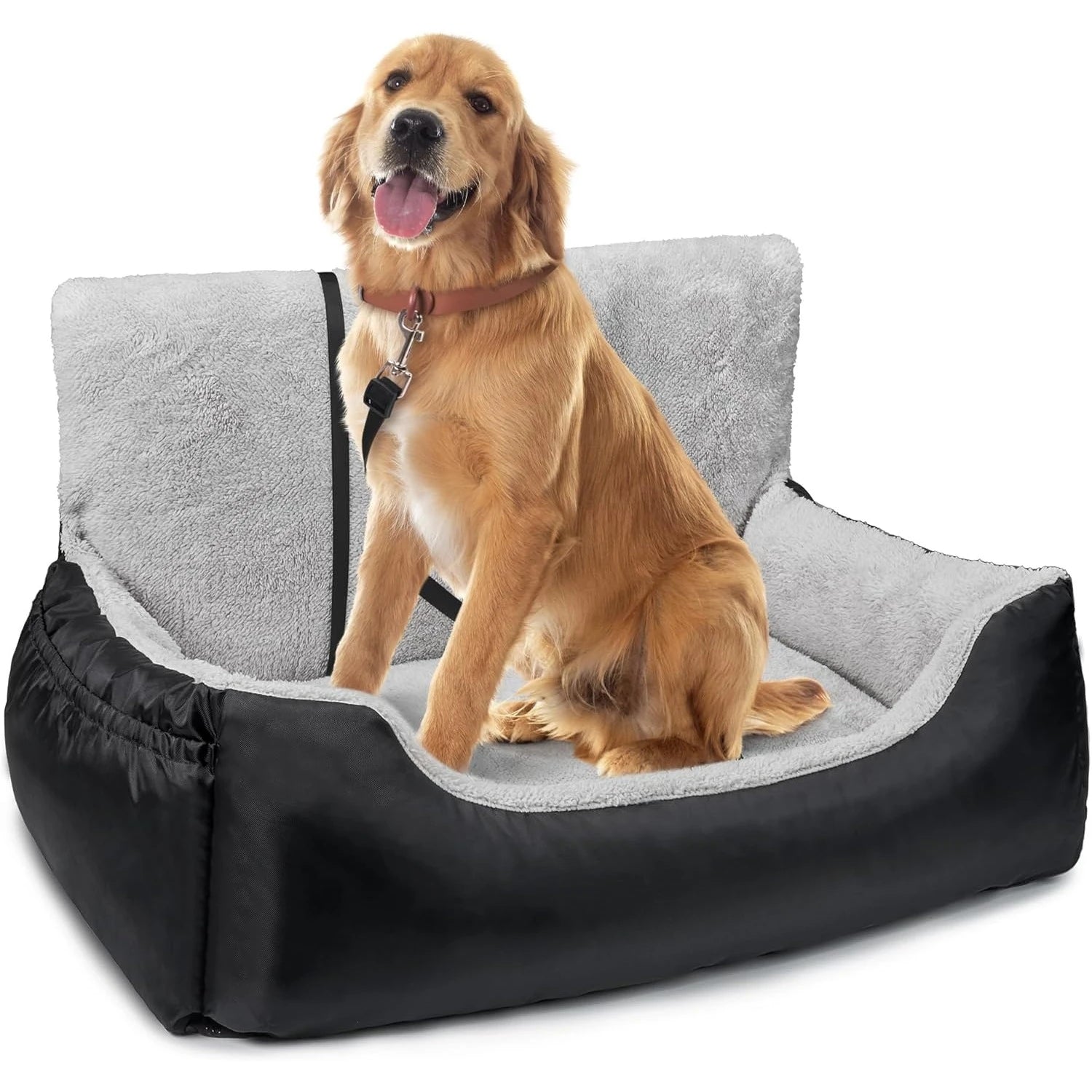 Dog Car Seat for Small Dogs – Soft Booster Seat with Storage Pockets | Fully Detachable & Washable Pet Carseat for Dogs & Cats up to 25 lbs