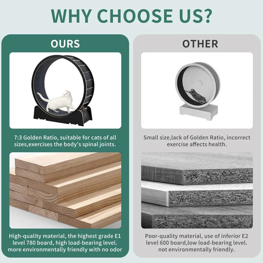 Large Cat Exercise Wheel – 40" Indoor Running Treadmill for Cats