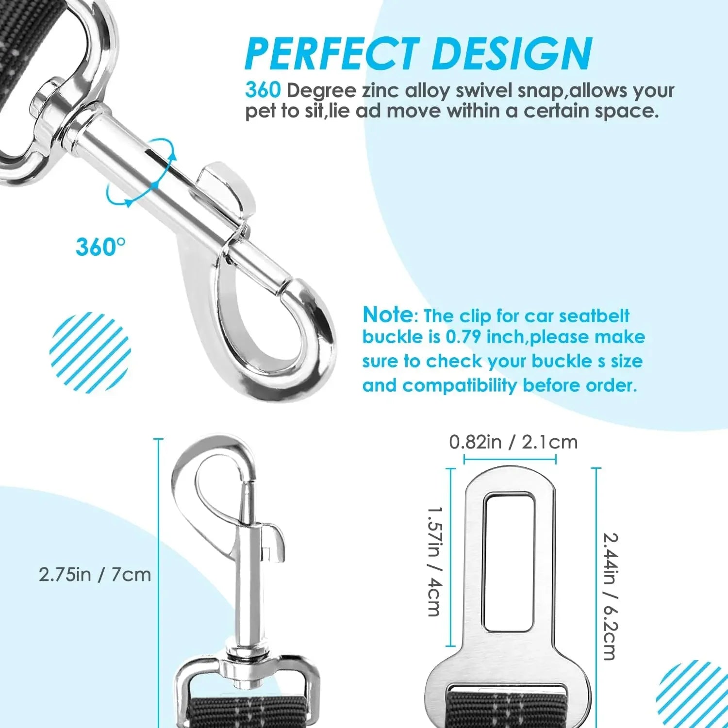 Double Dog Car Seat Belt – Adjustable No-Tangle Safety Leash with Bungee Buffer & Reflective Strips for Two Pets