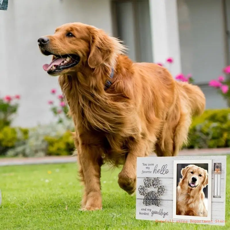 Personalized Pet Memorial Photo Frame with Glass Bottle Keepsake