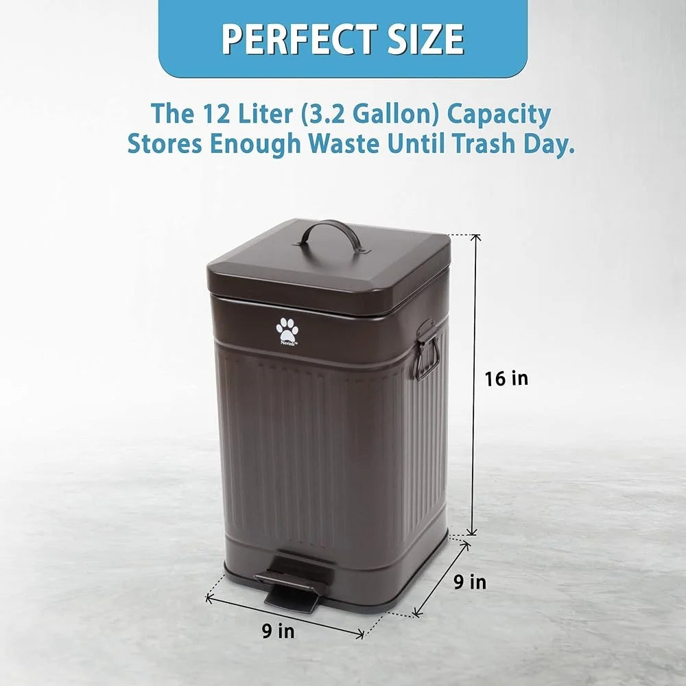 Outdoor Dog Waste Trash Can – 12L Odor-Proof Step-On Container with Lid | Rustproof, Weather-Resistant & Portable