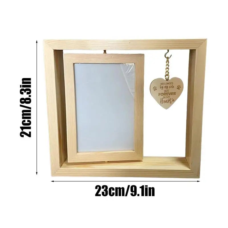 Rotatable Pet Memorial Photo Frame – Heart Pendant Desktop Keepsake