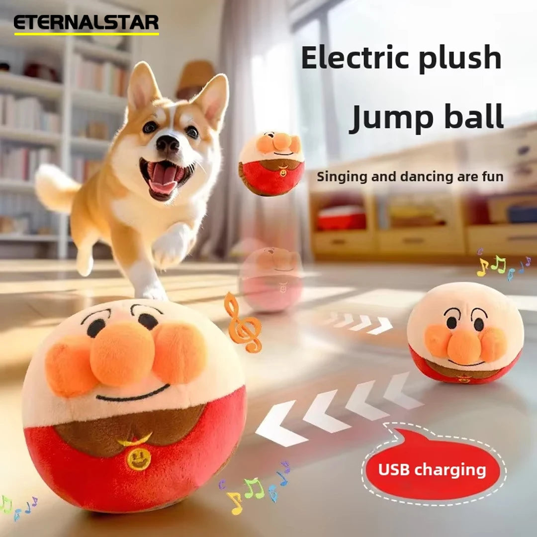 Interactive Electric Plush Jumping Dog Toy – USB Rechargeable Puzzle Toy with Clown Cartoon Design for Training & Play