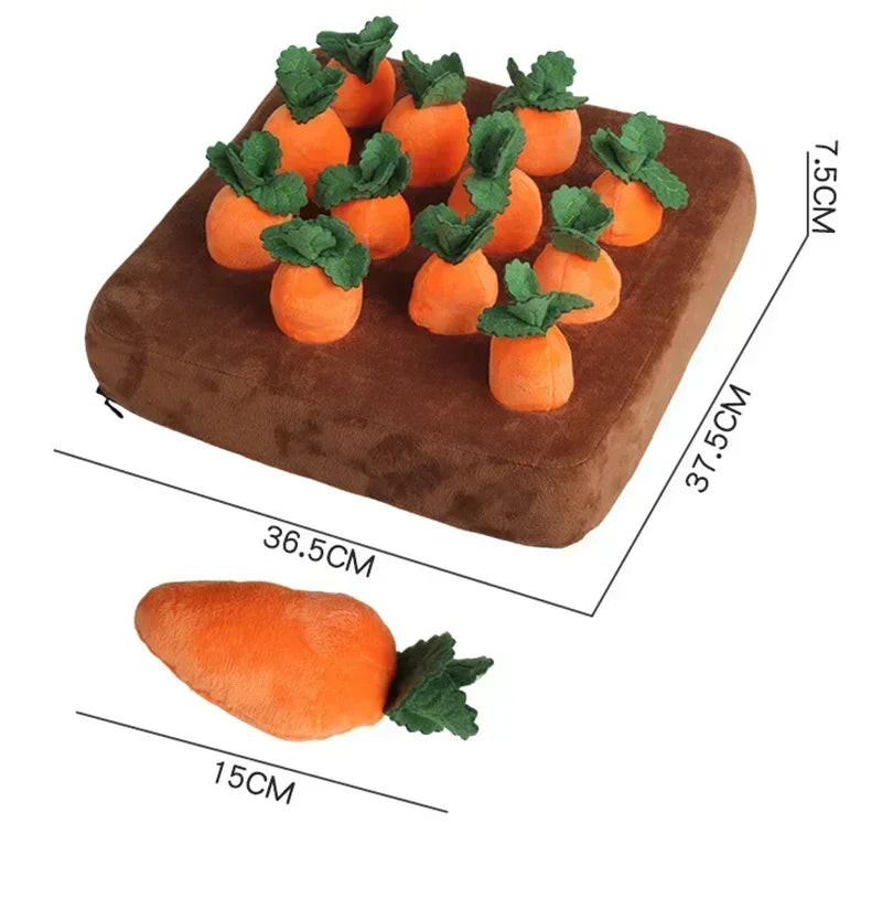 Dog Snuffle Mat – Interactive Plush Carrot Toy & Vegetable Field Puzzle, Training & Enrichment Mat for Dogs