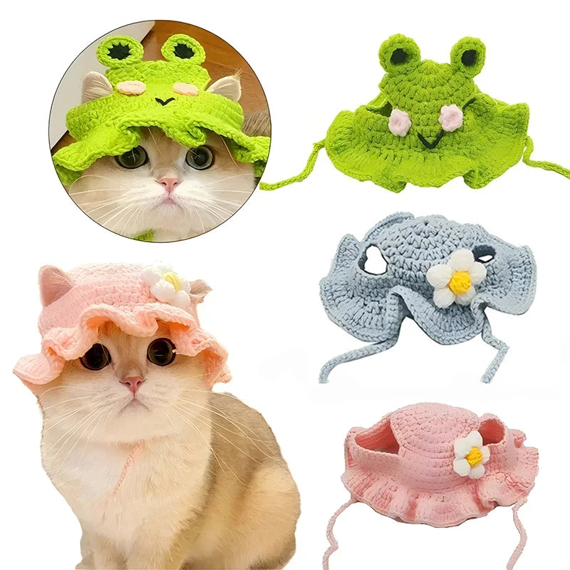 Handmade Knitted Pet Hat – Cute Party Cap for Cats, Kittens & Small Dogs