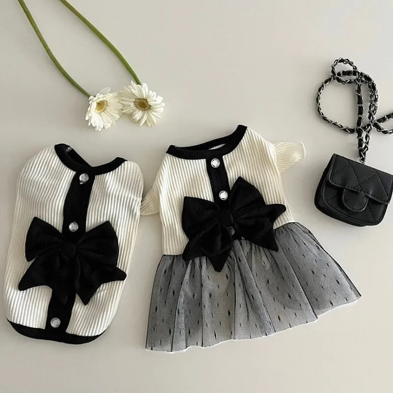 Luxury Dog Dress – Bow & Lace Summer Outfit for Small Dogs