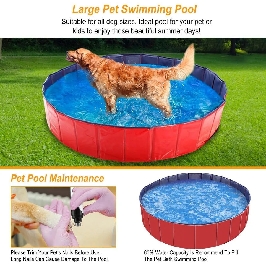 Foldable Pet Swimming Pool – Durable PVC Dog Bathing Tub & Kiddie Play Pool