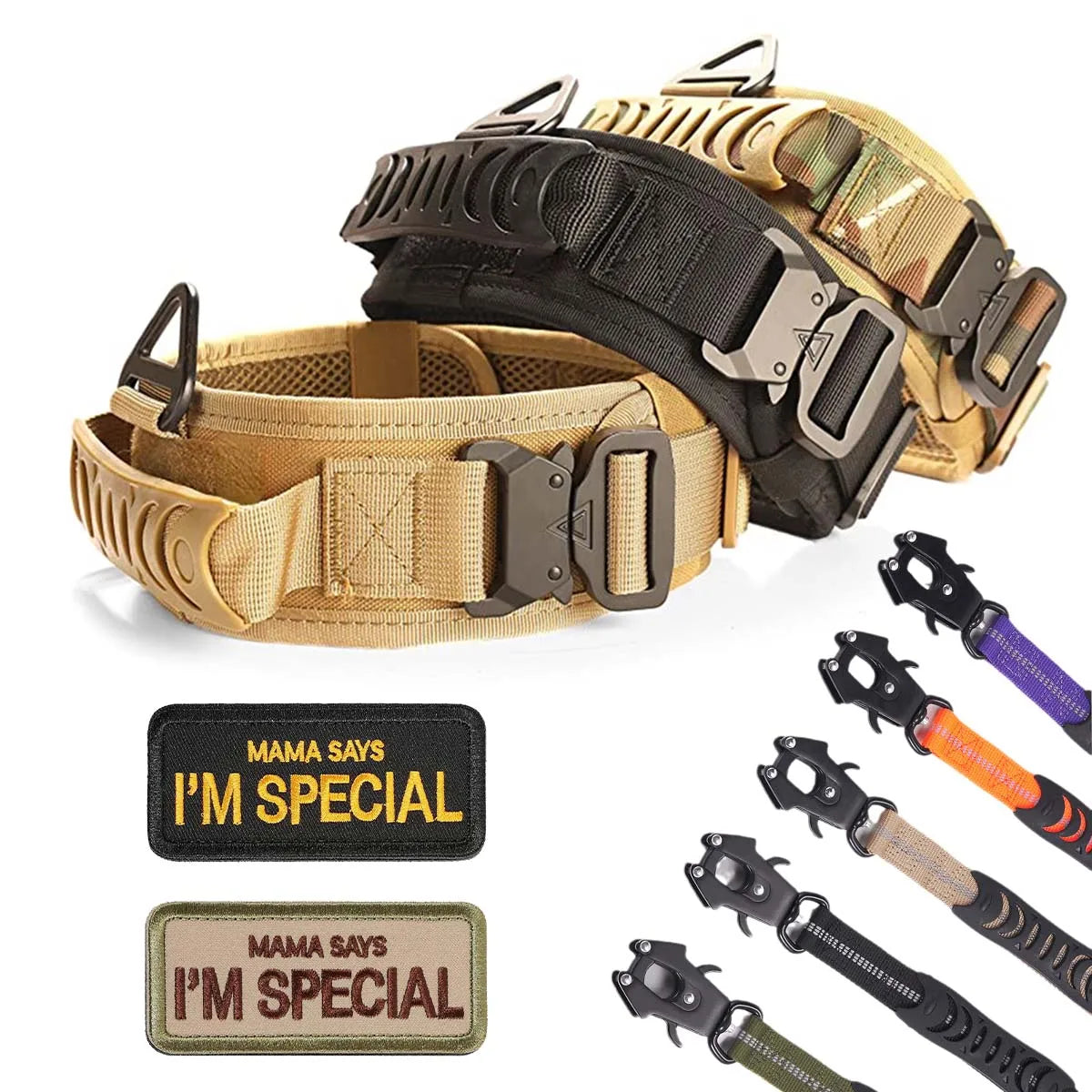 Military-Grade Tactical Dog Collar with Handle – Heavy Duty Adjustable Collar for Medium & Large Dogs