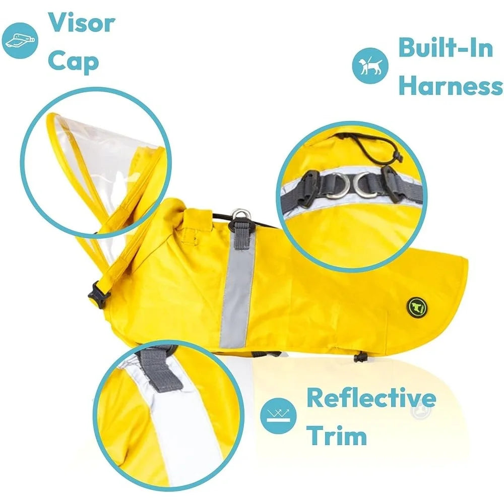 Waterproof Dog Raincoat – Step-In Poncho with Full Belly Coverage & Built-In Leash Attachment | Adjustable Fit for Small & Medium Dogs