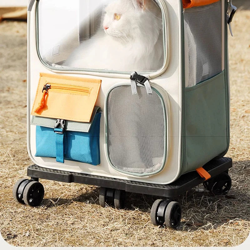 HOOPET Pet Travel Trolley – Portable Rolling Carrier for Cats & Small Dogs