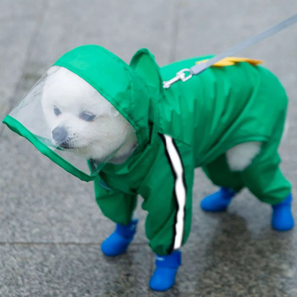 Bear Dog Raincoat – Full Body Waterproof Puppy Jacket with Hood