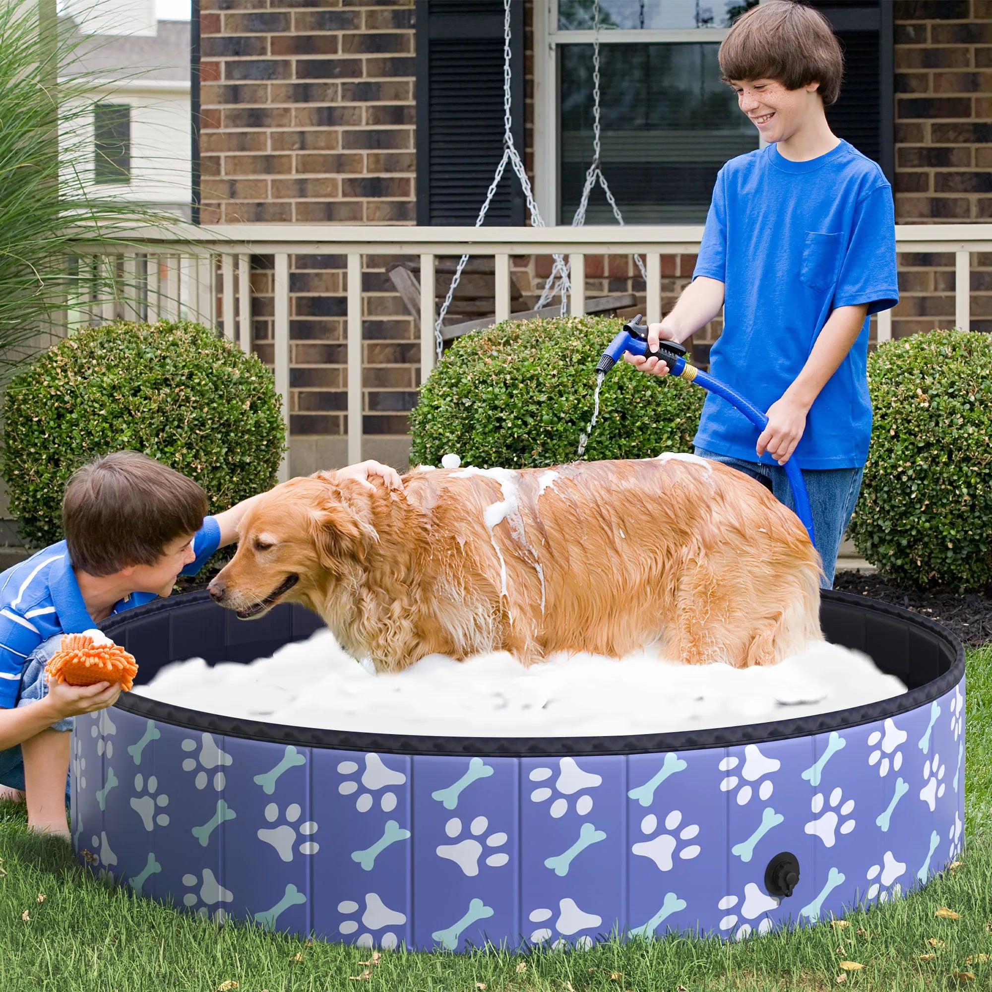Foldable Pet Swimming Pool Easy To Store Portable Cat Bathing Tub Plastic Durable Anti Slip Large Dog Outdoor Pool Pet Supplies