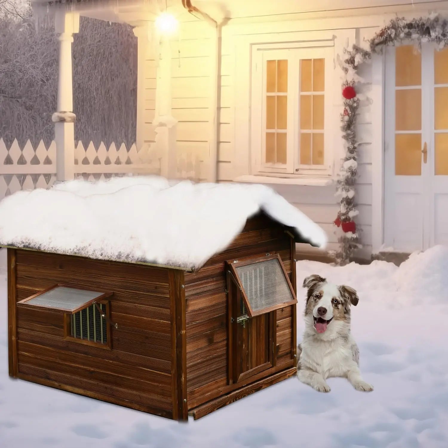 Large Outdoor Dog House – Weatherproof XXL Dog Kennel with Removable Floor & Roof, Insulated for Warmth