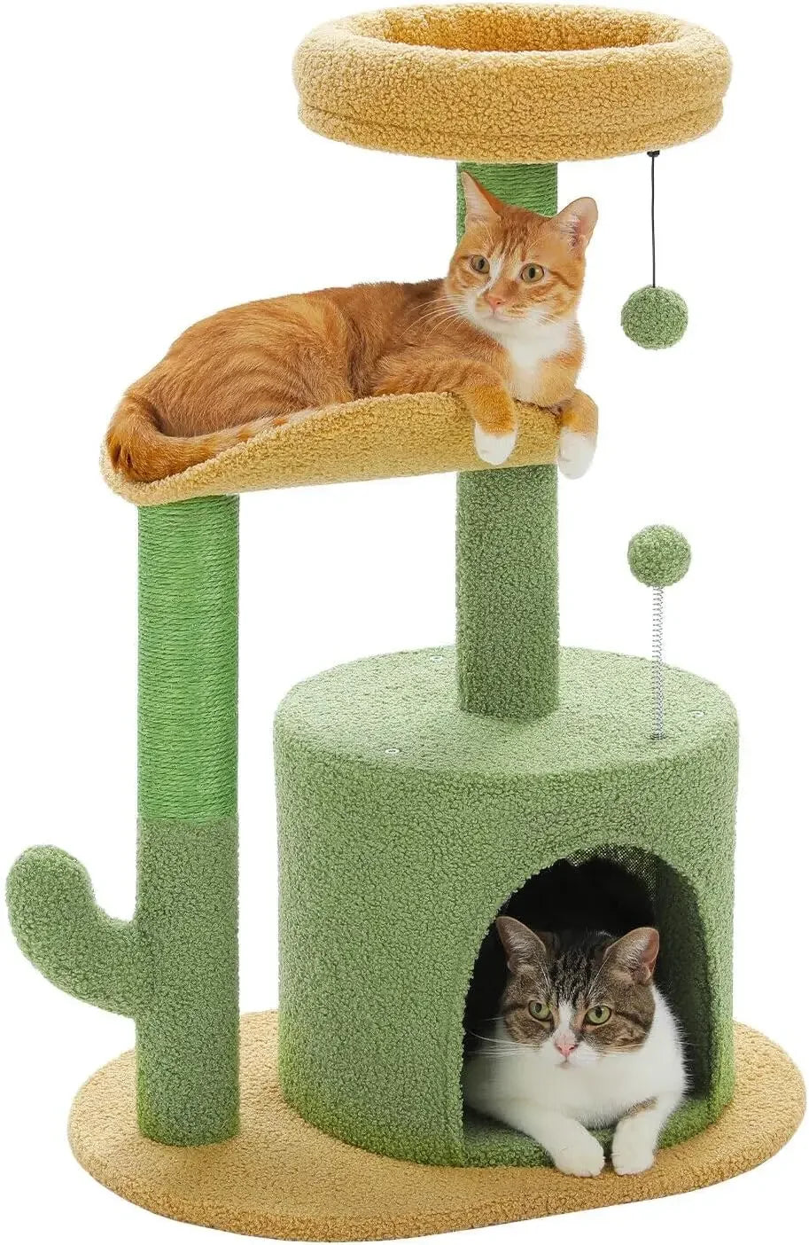 Cactus Cat Tree – 32" Small Cat Tower with Scratching Post and Curved Perch for Indoor Cats