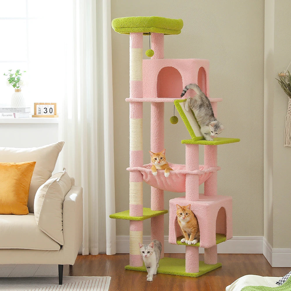 180cm Large Cat Tree Tower – Multi-Level Cat Condo with Hammock, Spacious Perch & Sisal Scratching Posts