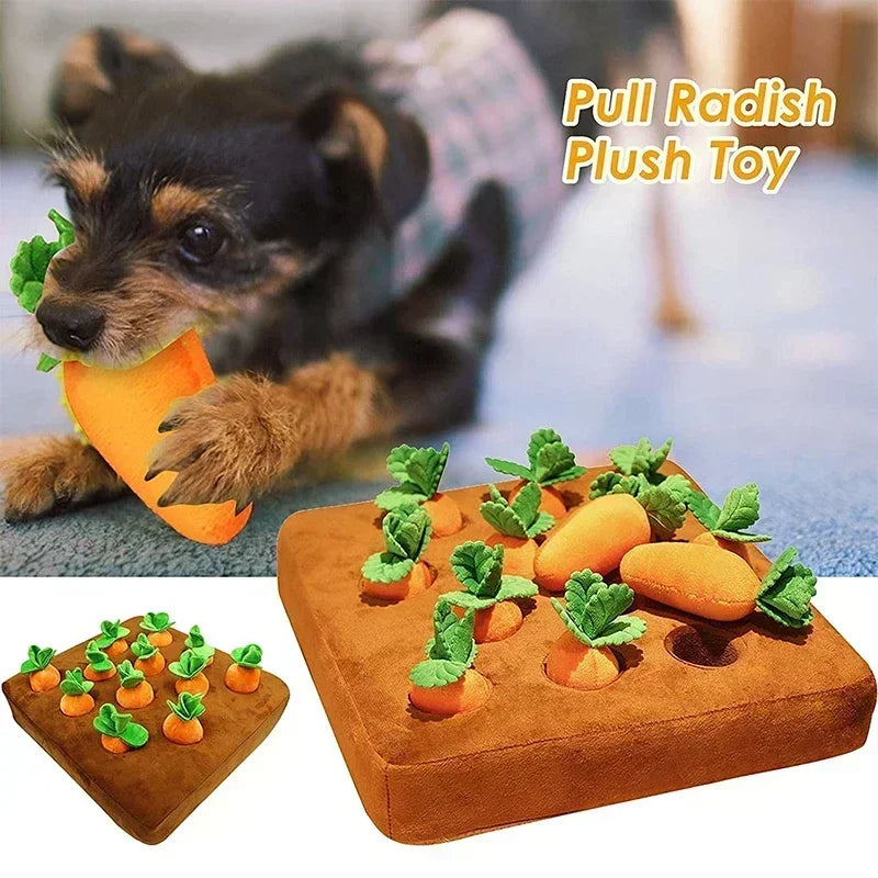 Dog Snuffle Mat – Interactive Plush Carrot Toy & Vegetable Field Puzzle, Training & Enrichment Mat for Dogs