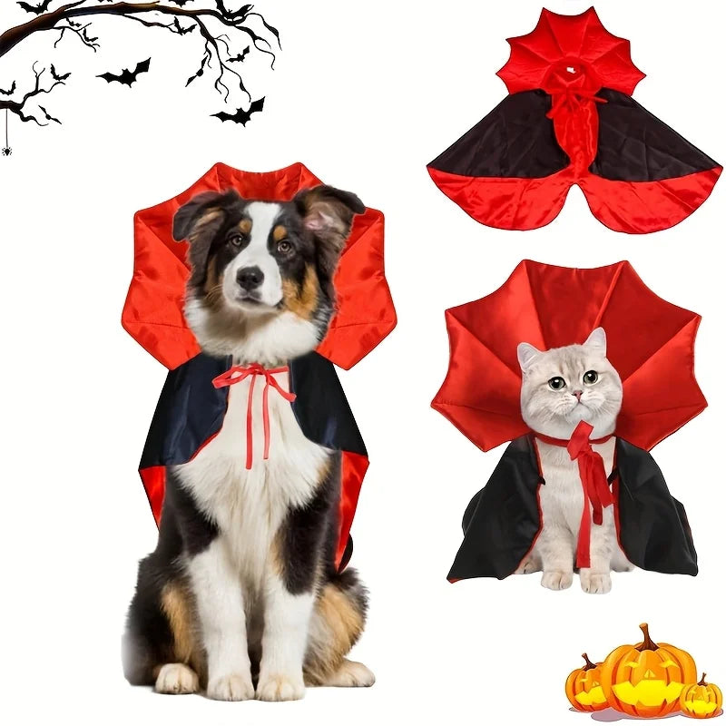 Halloween Vampire Cape – Adjustable Pet Costume for Dogs & Cats