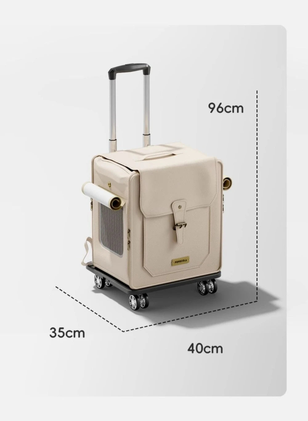 Large Capacity Cat Backpack Carrier – Lightweight Rolling Pet Trolley for Travel
