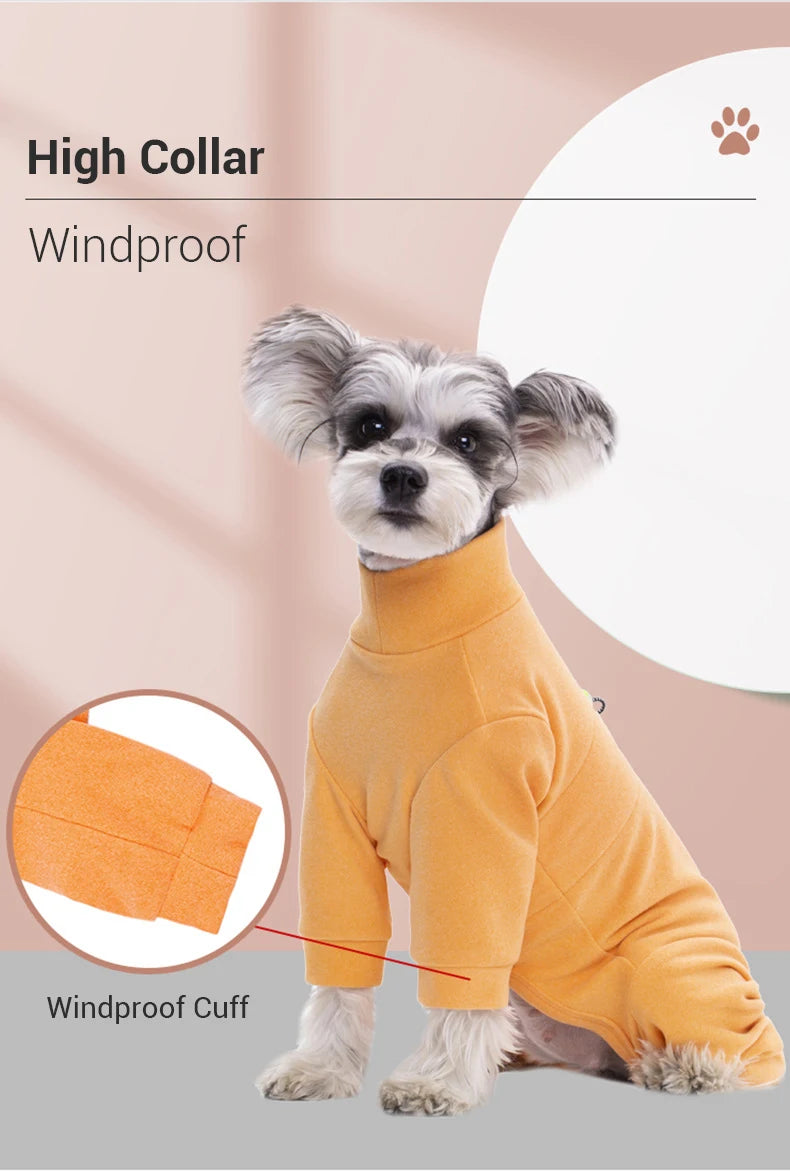 Winter Dog Pajamas – Soft Velvet Warm Jumpsuit for Small Dogs with High Neck