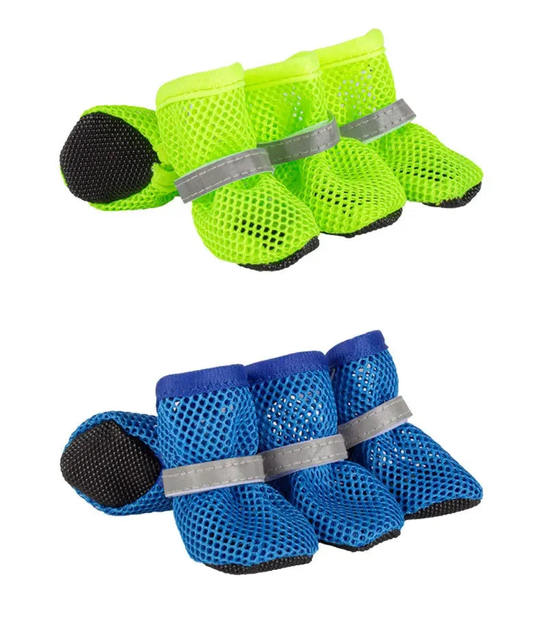 4-Pack Non-Slip Dog Shoes – Breathable, Wear-Resistant Boots for Small & Medium Dogs