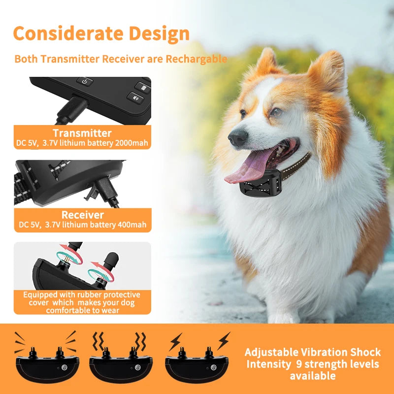 2-in-1 Wireless Dog Fence & Training Collar – Rechargeable Remote with Beep, Vibration & Shock Modes