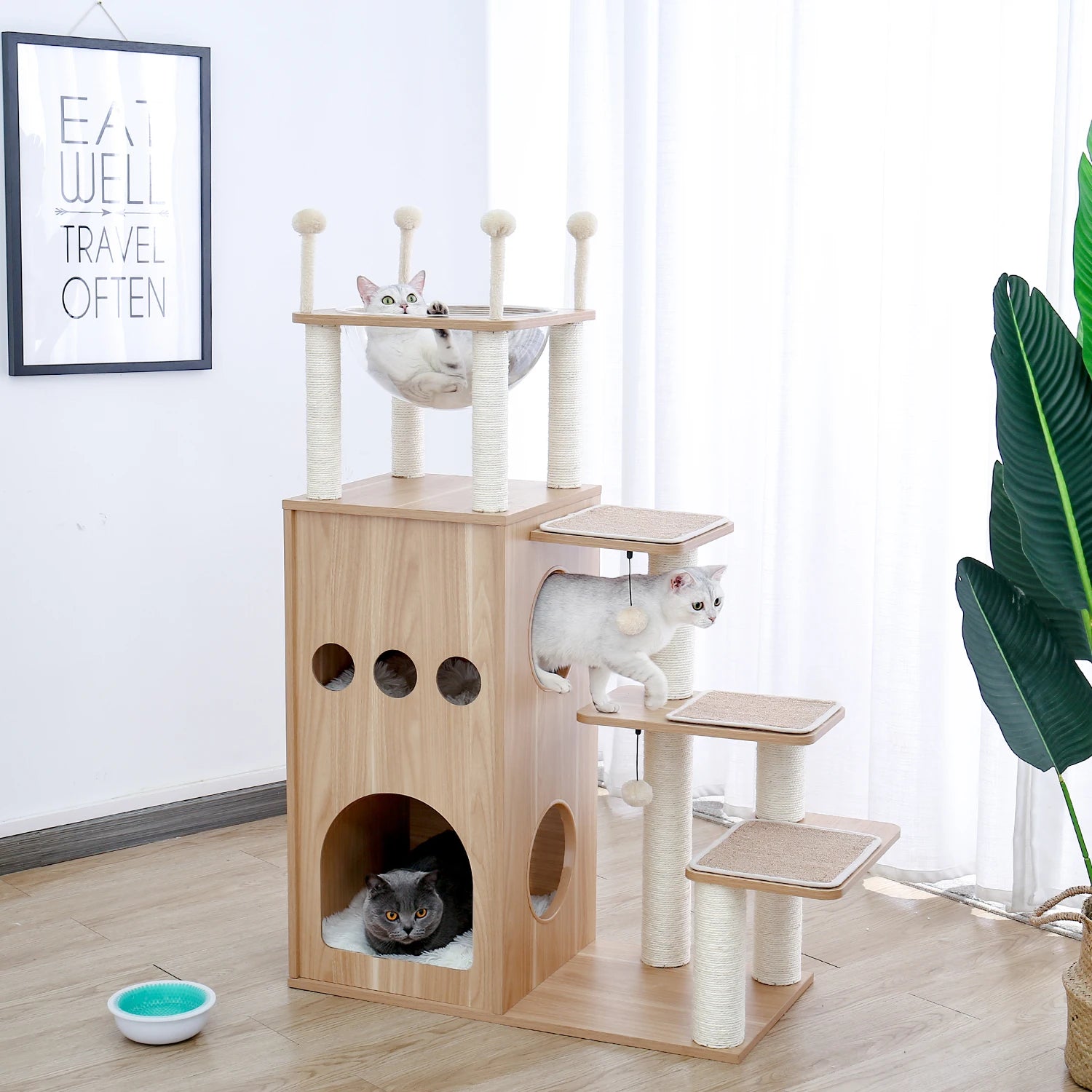 Multi-Level Cat Tree – Condo Tower with Hammock, Scratching Posts & Toys