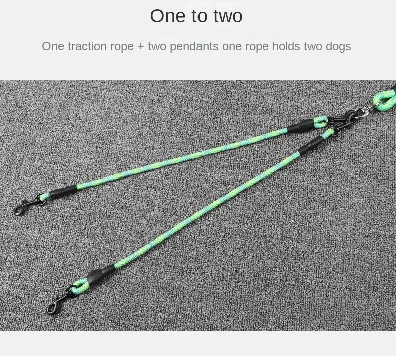 Double Dog Leash – Wave Pattern Anti-Winding Removable Rope