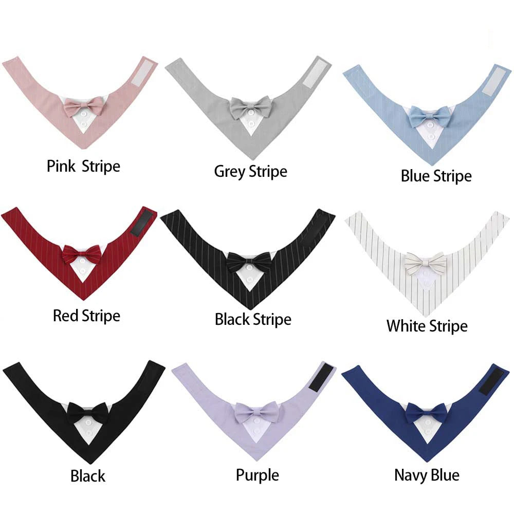 Wedding Dog Bandana with Bow Tie – Formal Triangle Scarf for Small & Large Dogs (Golden Retriever, Labrador, Shepherd)