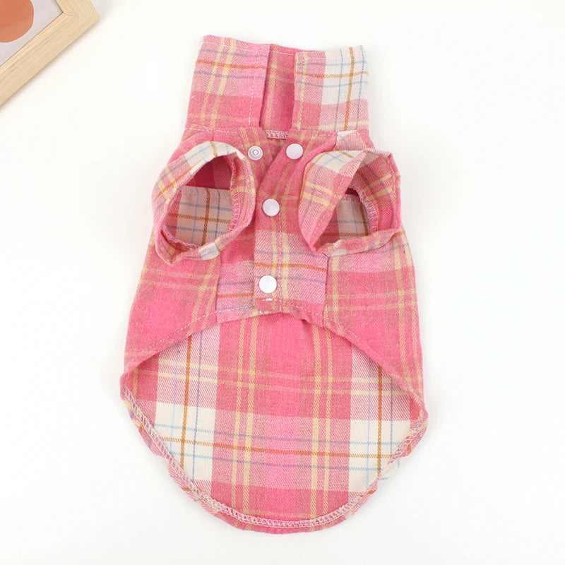 British Plaid Summer Dog Shirt – Lightweight Vest for Small Dogs