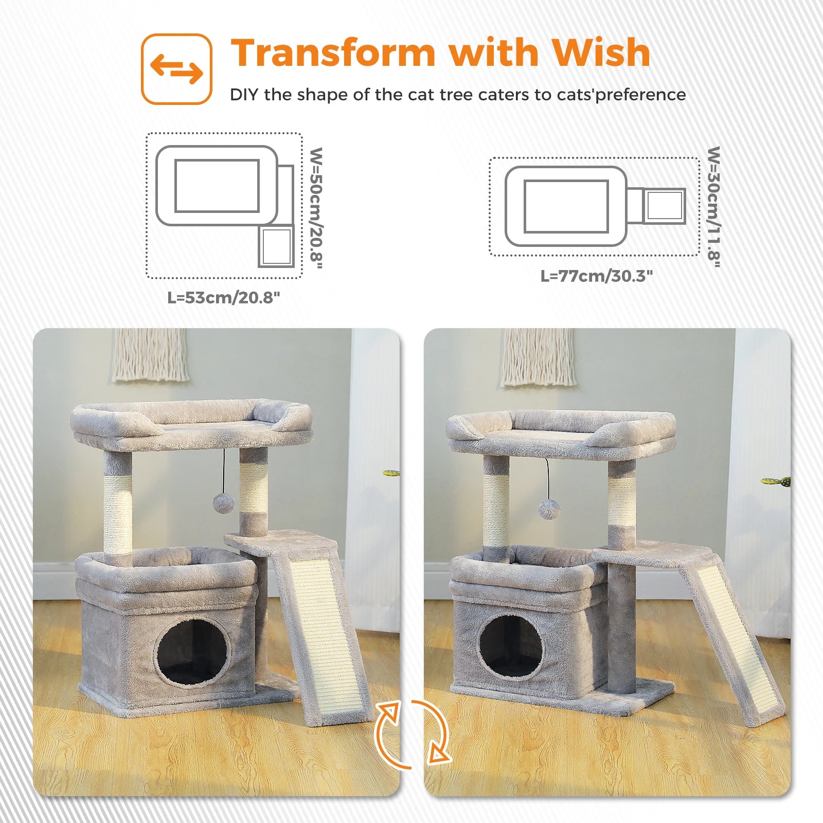 Small Cat Tree – Indoor Cat Tower with Condo, Sisal Scratcher & Toys