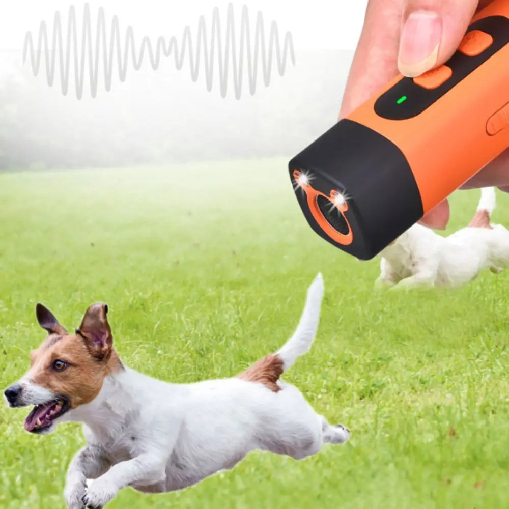 Ultrasonic Dog Repeller – Rechargeable Remote with LED Flashlight