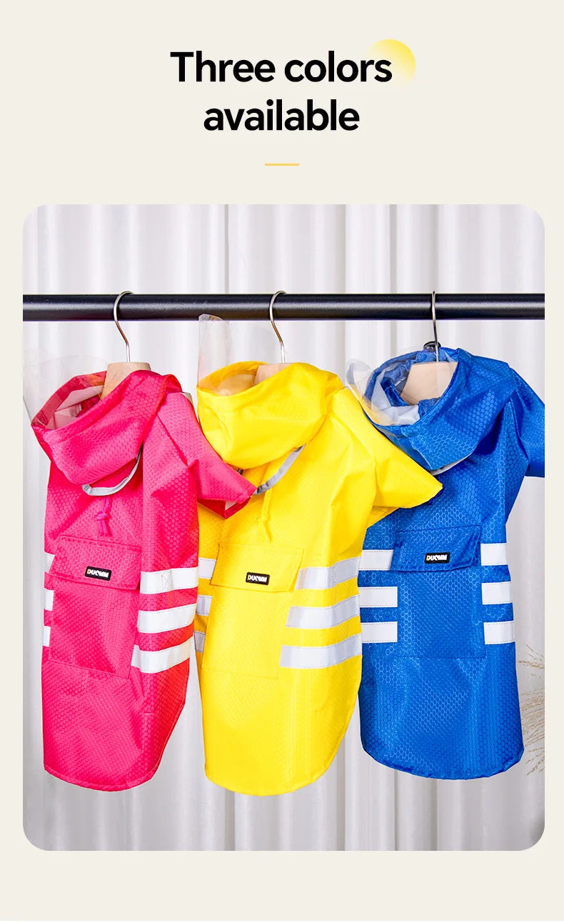 Large Dog Raincoat – Waterproof Reflective Hooded Yellow Jacket