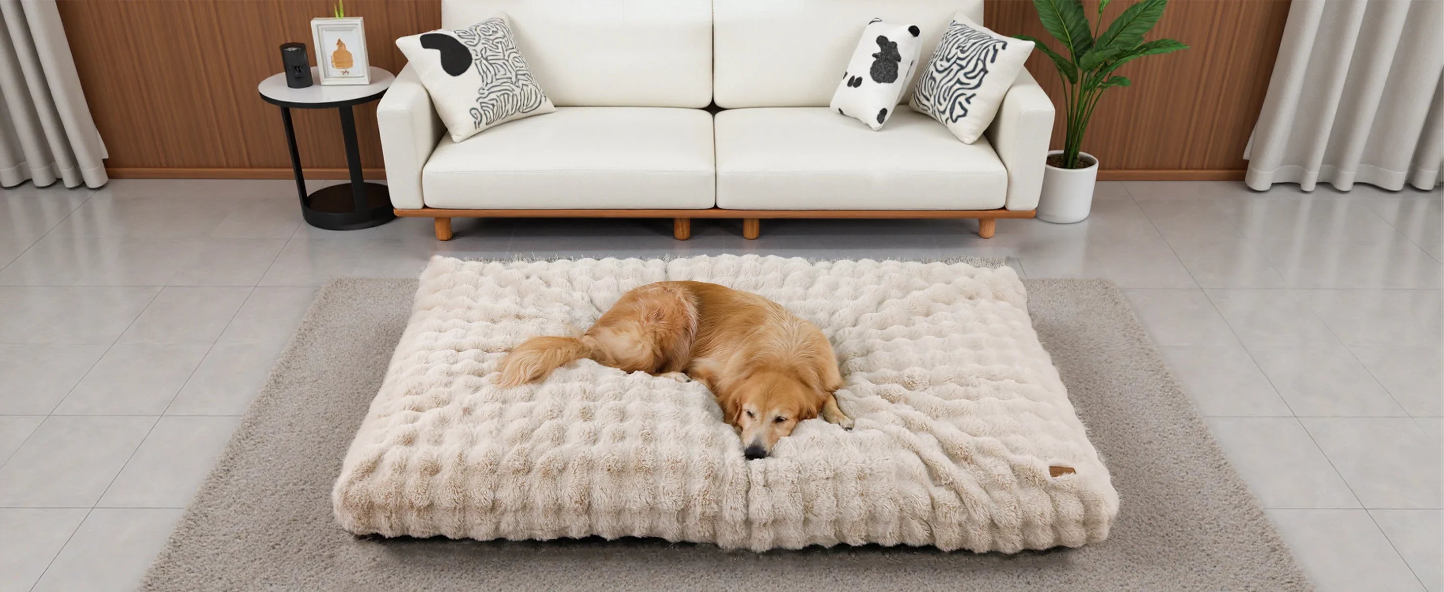 Ultra Plush Dog Bed – Soft Washable Pet Cushion Mattress for Large Dogs & Puppies