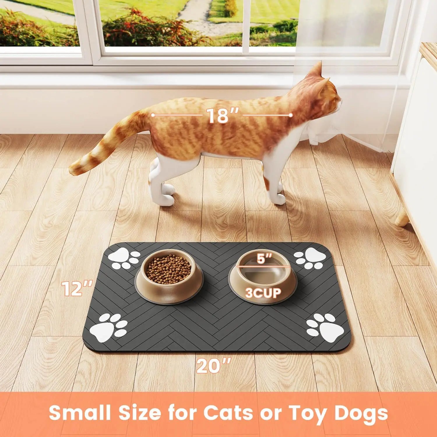 Pet Feeding Mat – Absorbent Placemat with Waterproof Rubber Backing for Dogs & Cats