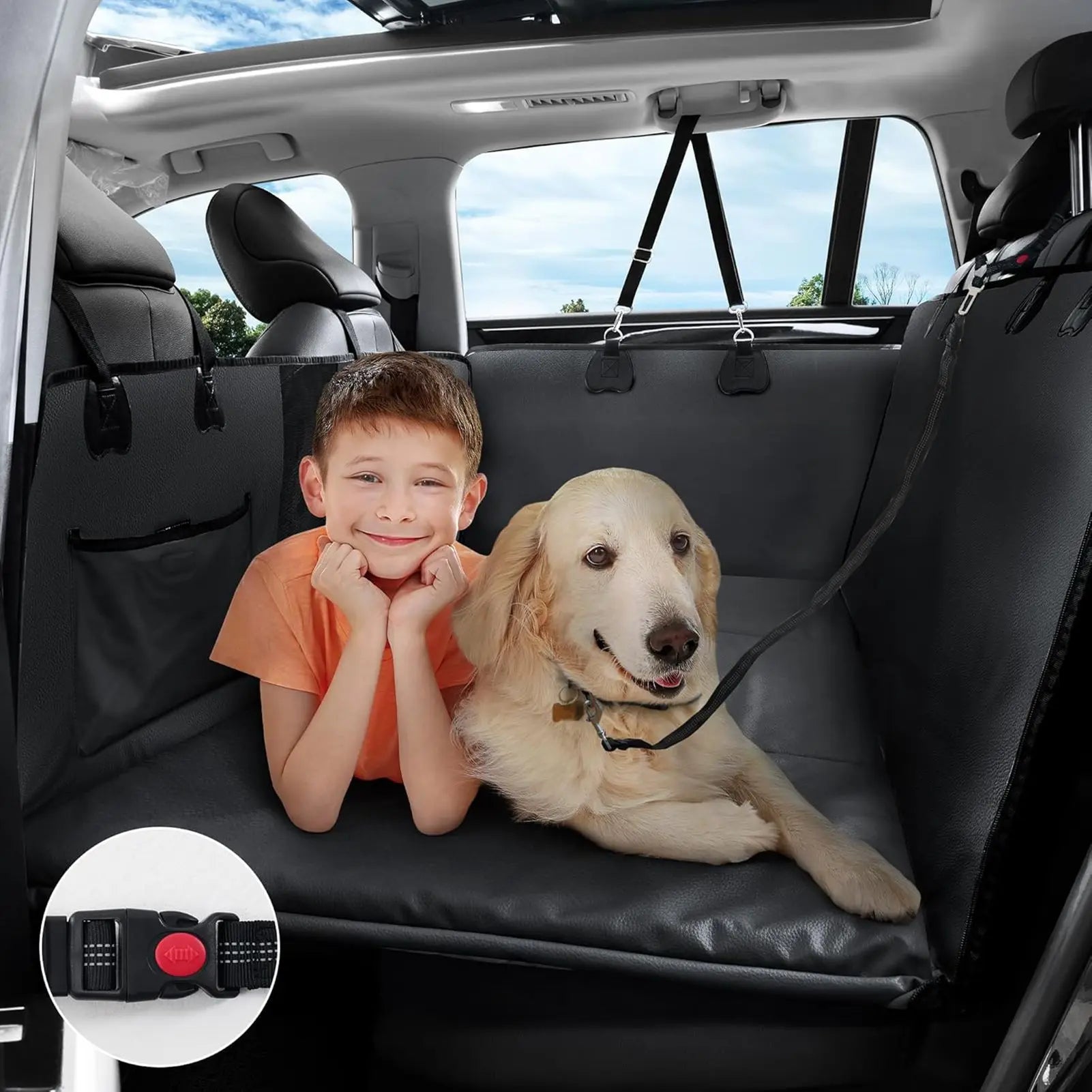 Dog Car Seat Cover – 60x30 inch Leather Protector Mat | Waterproof, Anti-Scratch Travel Cushion for Small, Medium & Large Dogs