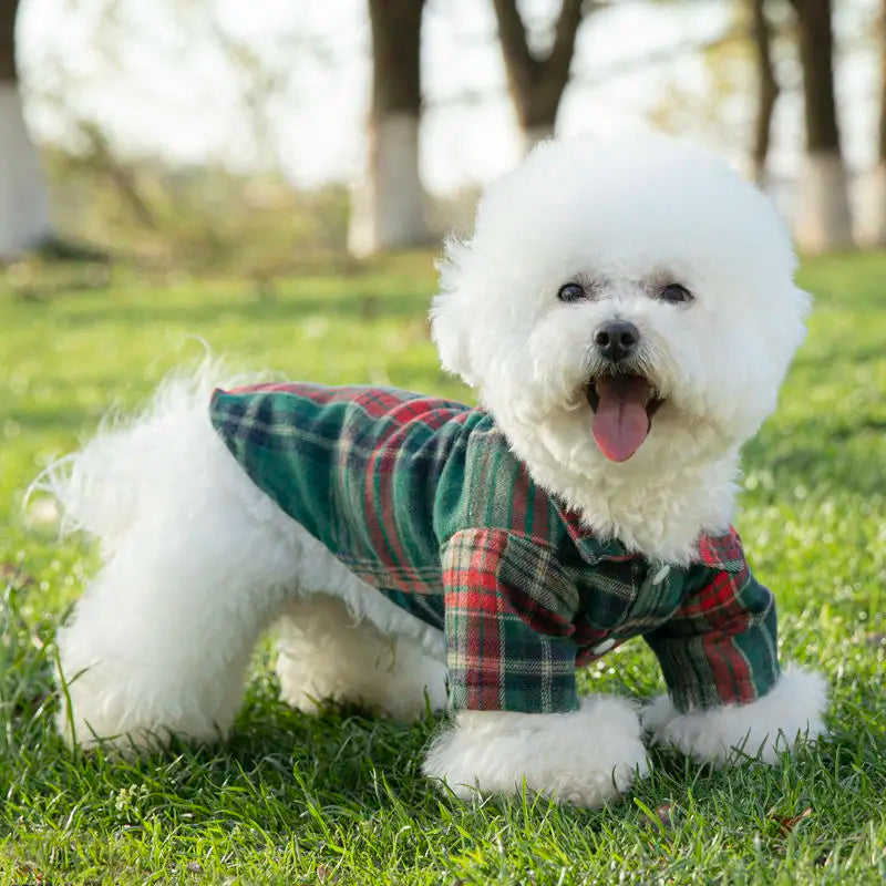 British Plaid Summer Dog Shirt – Lightweight Vest for Small Dogs