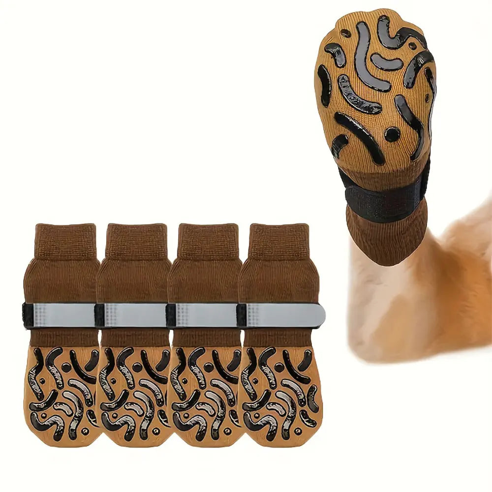 4-Pack Non-Slip Dog Socks – Anti-Scratch Paw Protection with Double-Sided Grip