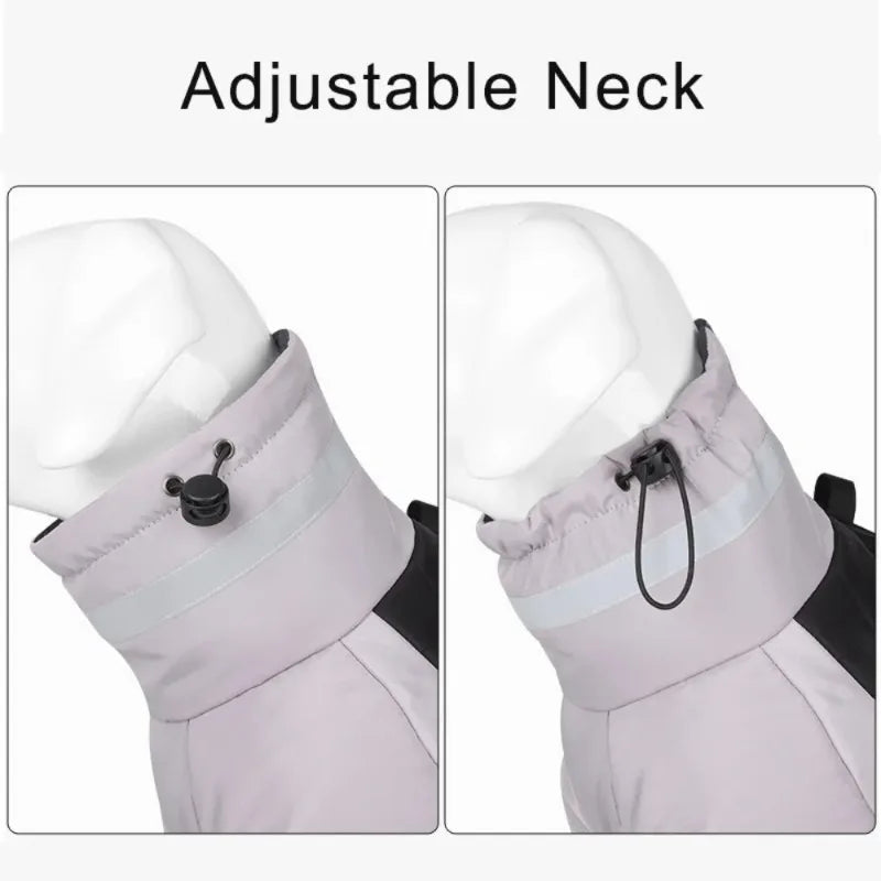 Winter Dog Down Jacket – Waterproof Reflective Coat with High Collar for Medium & Large Dogs