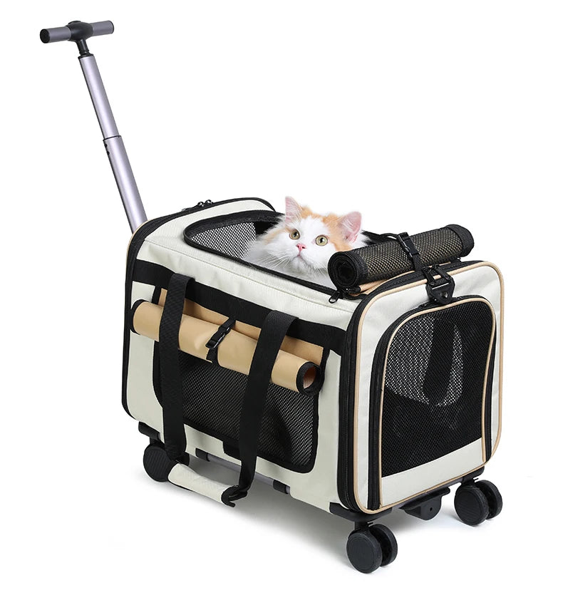 Extra Large Pet Trolley Bag – Foldable Travel Carrier for Cats & Dogs