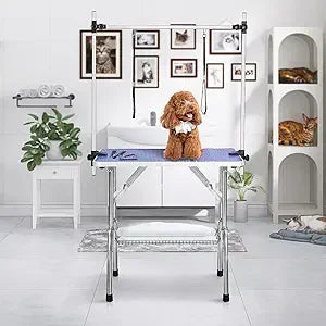 49.6” Adjustable Dog Grooming Table – Professional Pet Trimming Table with Arm & Noose