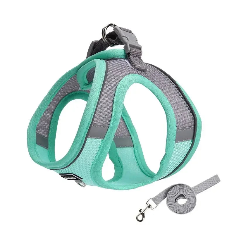 Small Dog Harness & Leash Set – Adjustable Soft Vest for Puppies, Cats & Toy Breeds (No-Choke, Outdoor Walking)