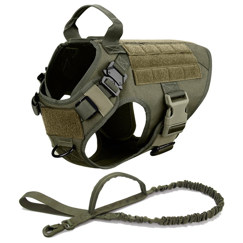 Tactical Dog Harness & Leash Set – Military Training Vest for Large Dogs