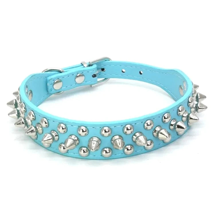 Adjustable PU Leather Spiked Dog Collar – Punk Style Rivet Neck Strap for Small Dogs & Cats
