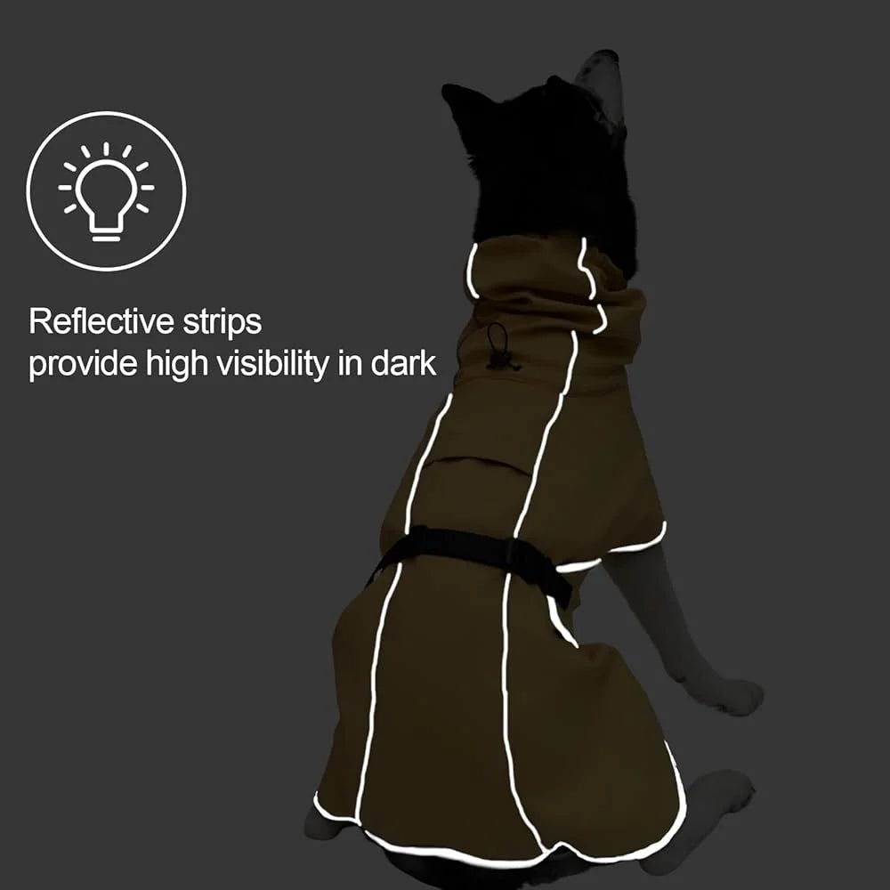 Waterproof Large Dog Raincoat – Lightweight Adjustable Poncho with Leash Hole & Reflective Stripes | Soft-Lined Weather-Resistant Jacket