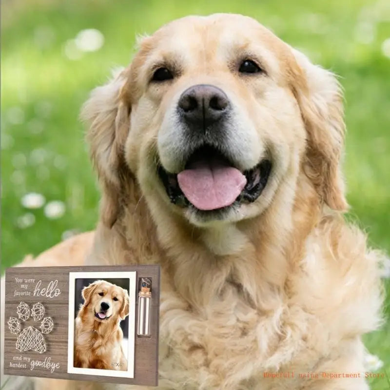 Personalized Pet Memorial Photo Frame with Glass Bottle Keepsake