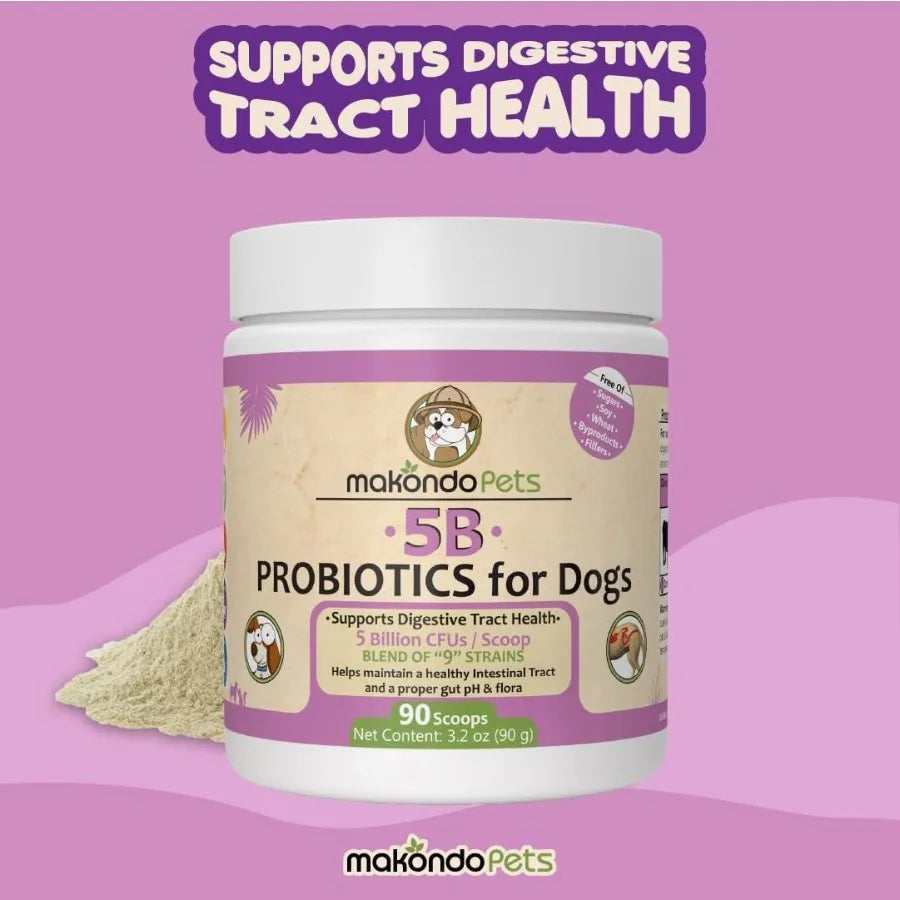 Probiotics for Dogs & Puppies – Extra Strength Formula with 9 Species & 5 Billion CFU per Scoop | Digestive Enzymes for Gut, Immune & Allergy Support
